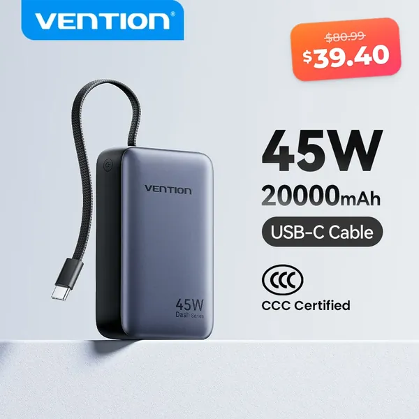 Vention 45W 20000mAh power bank